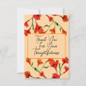 Oranje Floral Waterverf Wedding Bedankkaart (Voorkant)