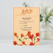 Oranje Floral Waterverf Wedding RSVP Kaartje (Staand voorkant)