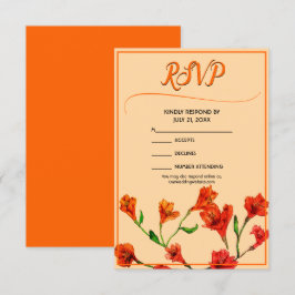 Oranje Floral Waterverf Wedding RSVP Kaartje
