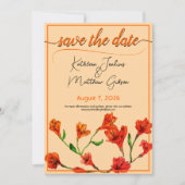 Oranje Floral Waterverf Wedding Save The Date (Voorkant)