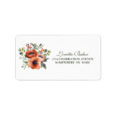 Oranje Floral Wedding Etiket (Voorkant)