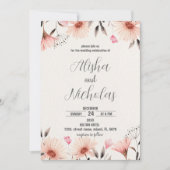 Oranje Floral Wedding Invitations Kaart (Voorkant)