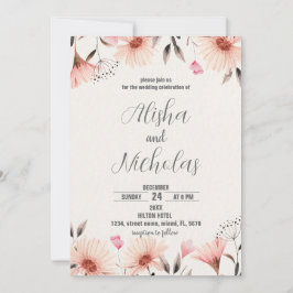 Oranje Floral Wedding Invitations Kaart