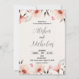 Oranje Floral Wedding Invitations Kaart