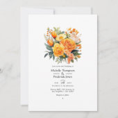 Oranje Floral Wedding Kaart (Voorkant)