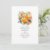 Oranje Floral Wedding Kaart (Staand voorkant)
