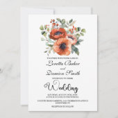 Oranje Floral Wedding Kaart (Voorkant)