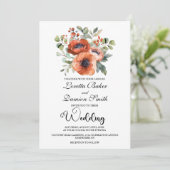 Oranje Floral Wedding Kaart (Staand voorkant)