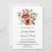 Oranje Floral Wedding Kaart (Voorkant)
