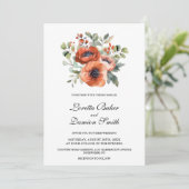 Oranje Floral Wedding Kaart (Staand voorkant)