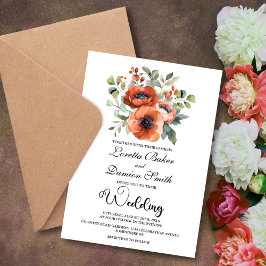 Oranje Floral Wedding Kaart