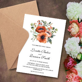 Oranje Floral Wedding Kaart