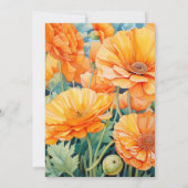 Oranje Floral Wedding Kaart (Achterkant)