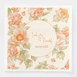 Oranje Floral Wedding Paper Dinner Napkins Servet