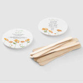 Oranje Floral Wedding Programme Fan Handwaaier (Niet-gemonteerd)