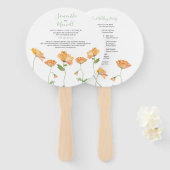 Oranje Floral Wedding Programme Fan Handwaaier (Voorkant en achterkant)