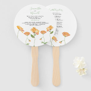 Oranje Floral Wedding Programme Fan Handwaaier