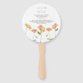 Oranje Floral Wedding Programme Fan Handwaaier (Voorkant)