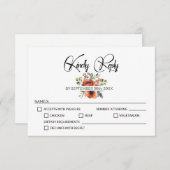 Oranje Floral Wedding RSVP Kaartje (Voorkant / Achterkant)