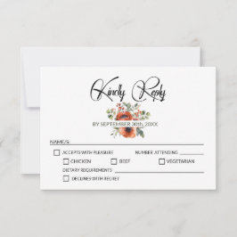 Oranje Floral Wedding RSVP Kaartje