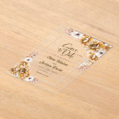 Oranje Floral Wedding Save the Date Acryl Uitnodigingen (Laagn)