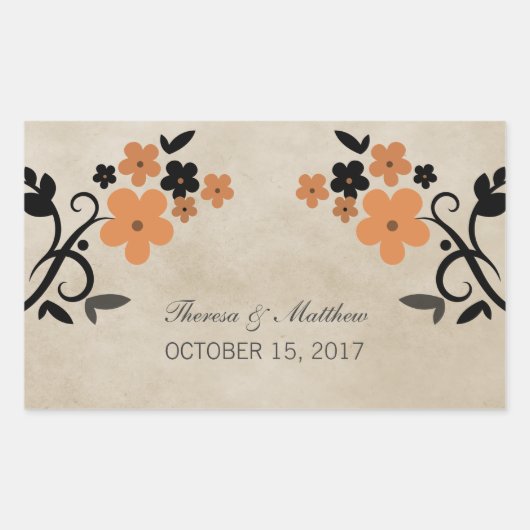 Oranje Floral Wedding Stickers (Voorkant)