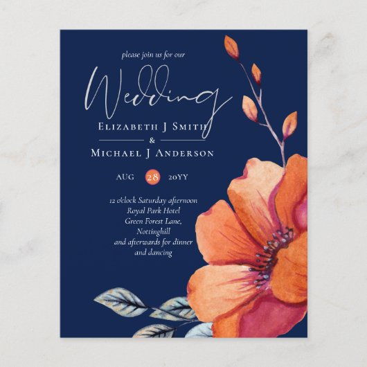 Oranje Floral Wedding van de laagste begrotingsmar Flyer (Voorkant)