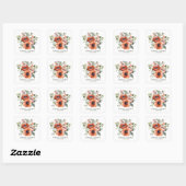 Oranje Floral Wedding Vierkante Sticker (Vel)