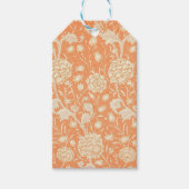 Oranje Floral William Morris Pattern Cadeaulabel (Voorkant)