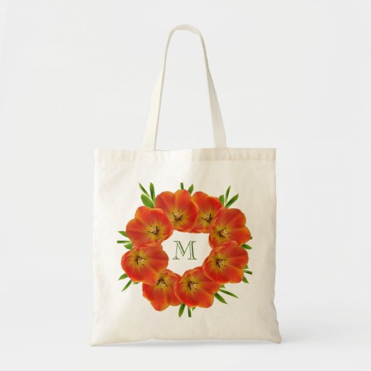 Oranje Floral Wreath Tote Bag (Voorkant)