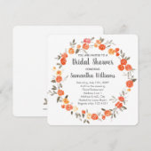 Oranje Floral Wreath Vrijgezellenfeest Invite Kaart (Voorkant / Achterkant)
