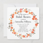 Oranje Floral Wreath Vrijgezellenfeest Invite Kaart (Voorkant)