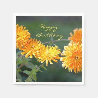 Oranje Floral Zennia "Happy Birthday" Servet