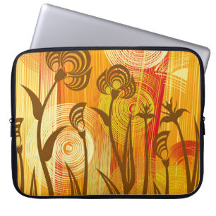Oranje florale achtergrond laptop sleeve