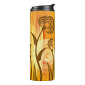 Oranje florale achtergrond thermosbeker (Gedraaid links)