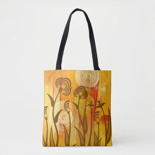 Oranje florale achtergrond tote bag (Voorkant)