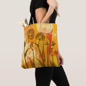 Oranje florale achtergrond tote bag (Dichtbij)