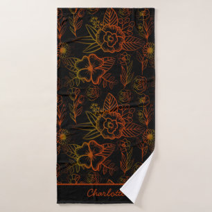 Oranje florale naadloze patroon, gepersonaliseerde badhanddoek