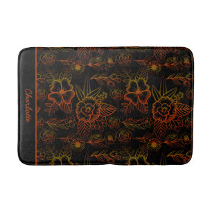 Oranje florale naadloze patroon, gepersonaliseerde badmat