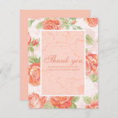 Oranje floreel roos bedankkaart (Voorkant / Achterkant)