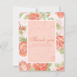 Oranje floreel roos bedankkaart