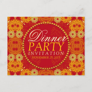 Oranje florettes Dinner Party nodigt Briefkaart ui