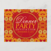 Oranje florettes Dinner Party nodigt Briefkaart ui (Voorkant)