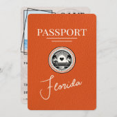 Oranje Florida Passport Bewaar de datum Save The Date (Voorkant / Achterkant)