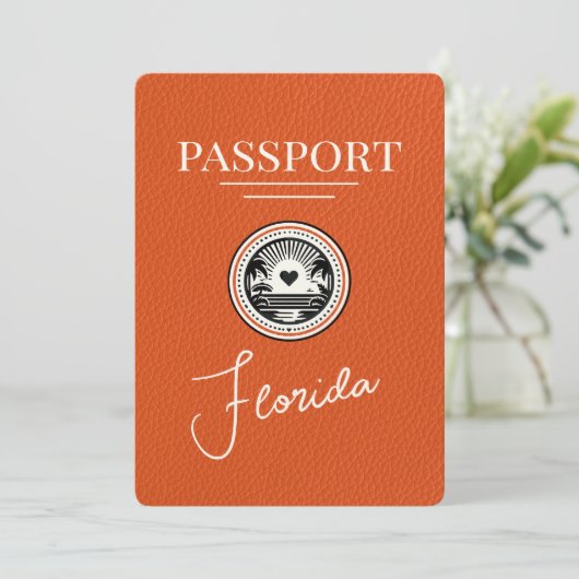 Oranje Florida Passport Bewaar de datum Save The Date (Staand voorkant)
