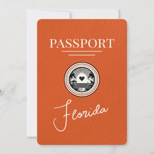 Oranje Florida Passport Bewaar de datum Save The Date (Voorkant)