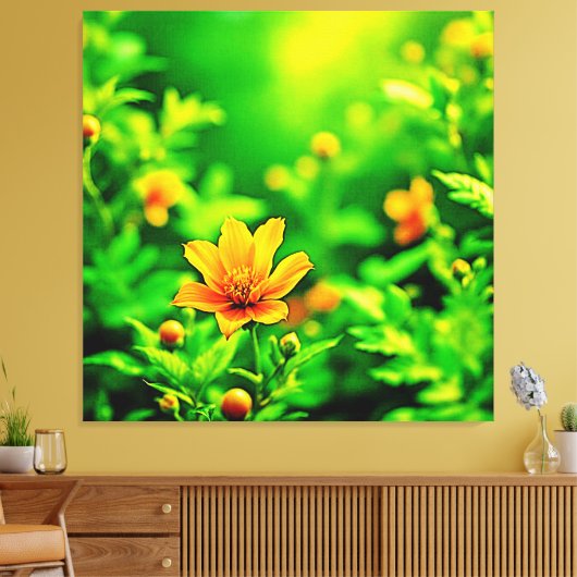 Oranje Flower Bokeh Sunny Canvas Afdruk (Insitu (Woonkamer))