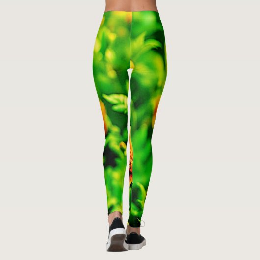 Oranje Flower Bokeh Sunny Leggings (Achterkant)