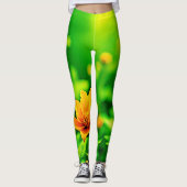 Oranje Flower Bokeh Sunny Leggings (Voorkant)
