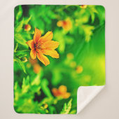 Oranje Flower Bokeh Sunny Sherpa Deken (Voorkant)